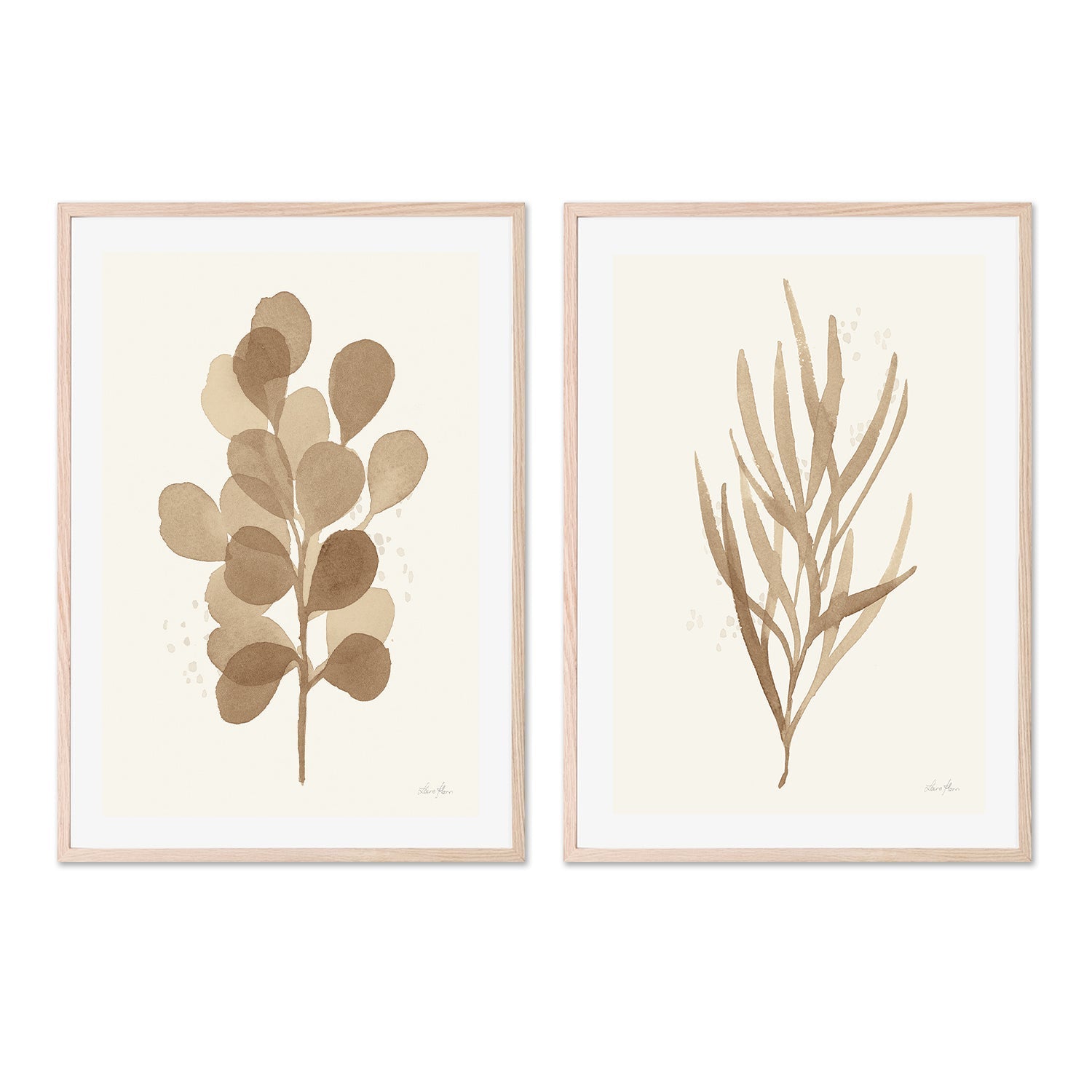 wall-art-print-canvas-poster-framed-Brown Leaves, Style A & B, Set Of 2 , By Laura Horn-GIOIA-WALL-ART