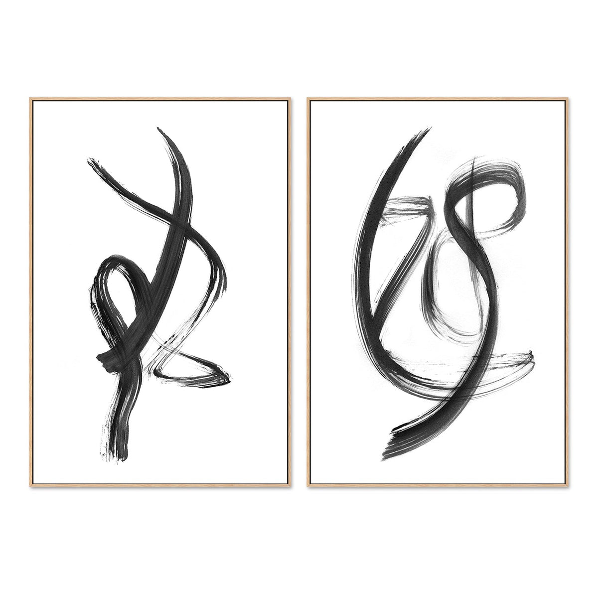 wall-art-print-canvas-poster-framed-Brush Stroke Style A & B, Set Of 2-by-Danushka Abeygoda-Gioia Wall Art