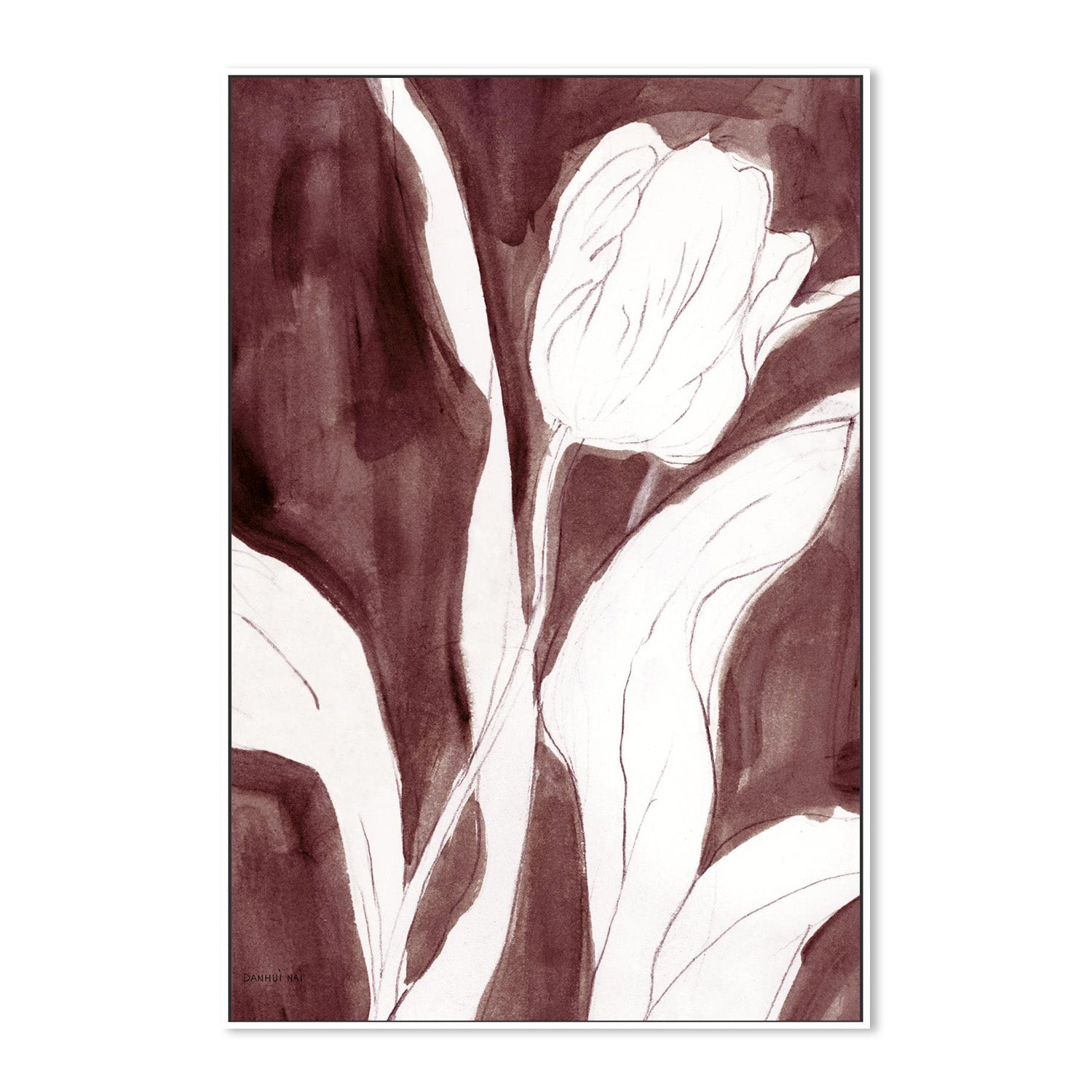 wall-art-print-canvas-poster-framed-Burgundy Tulip Sketch , Style B-5