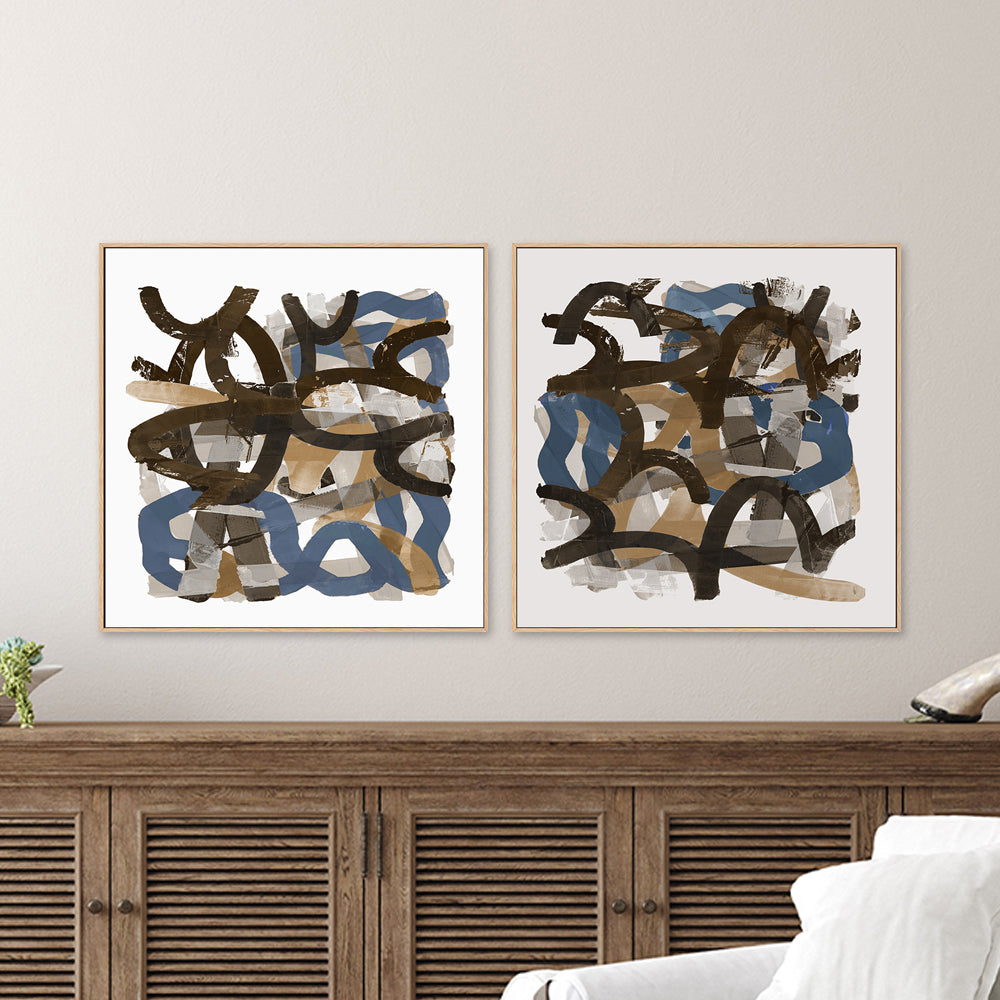 wall-art-print-canvas-poster-framed-C Radiant Retro , Style A & B, Set Of 2 , By Cartissi , By cartissi-1