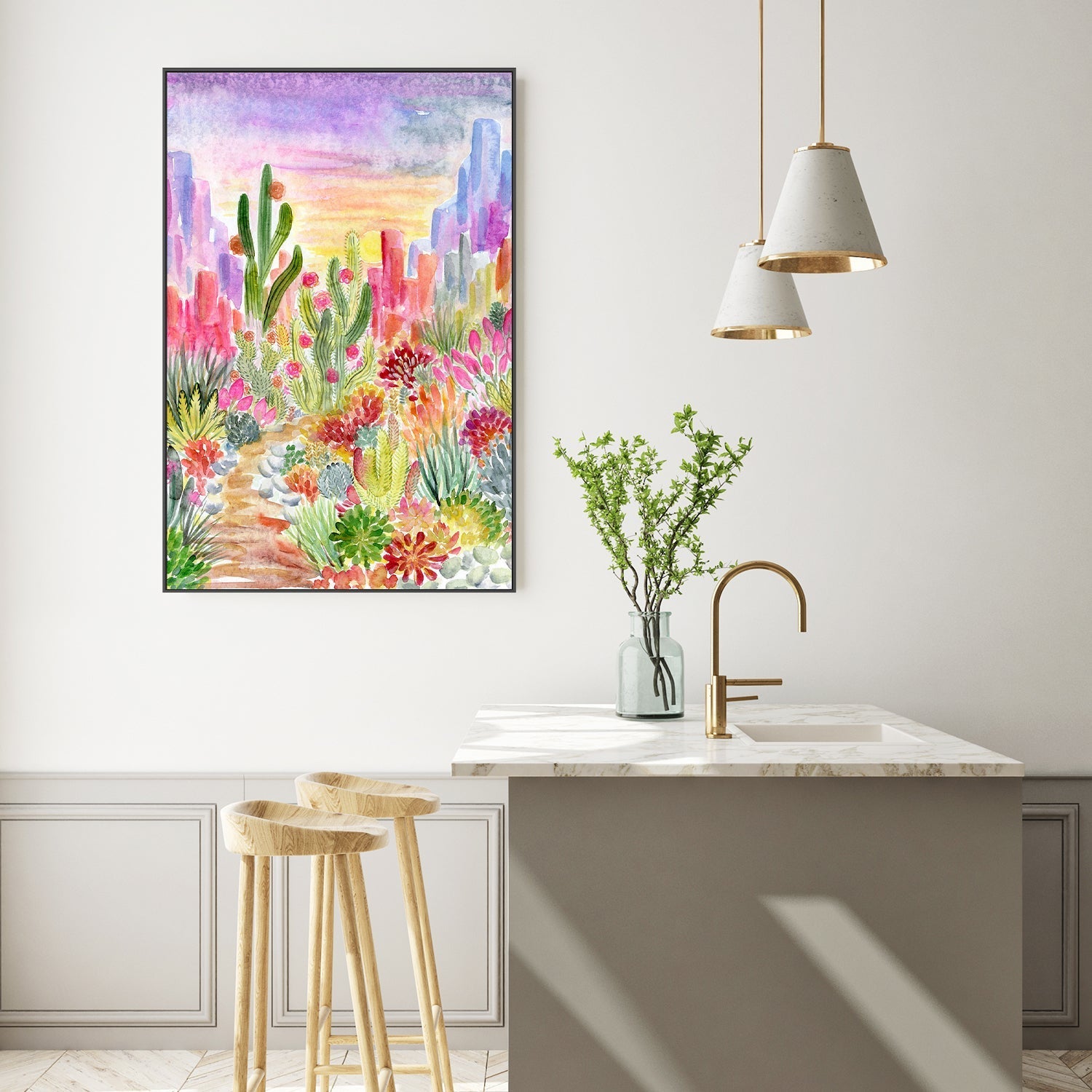wall-art-print-canvas-poster-framed-Cactus Garden , By Jessie Mitchelson-7