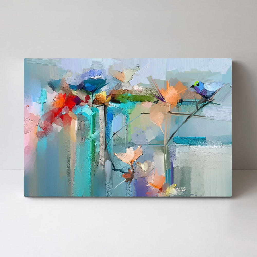 wall-art-print-canvas-poster-framed-Calm Blue Floral-by-Gioia Wall Art-Gioia Wall Art