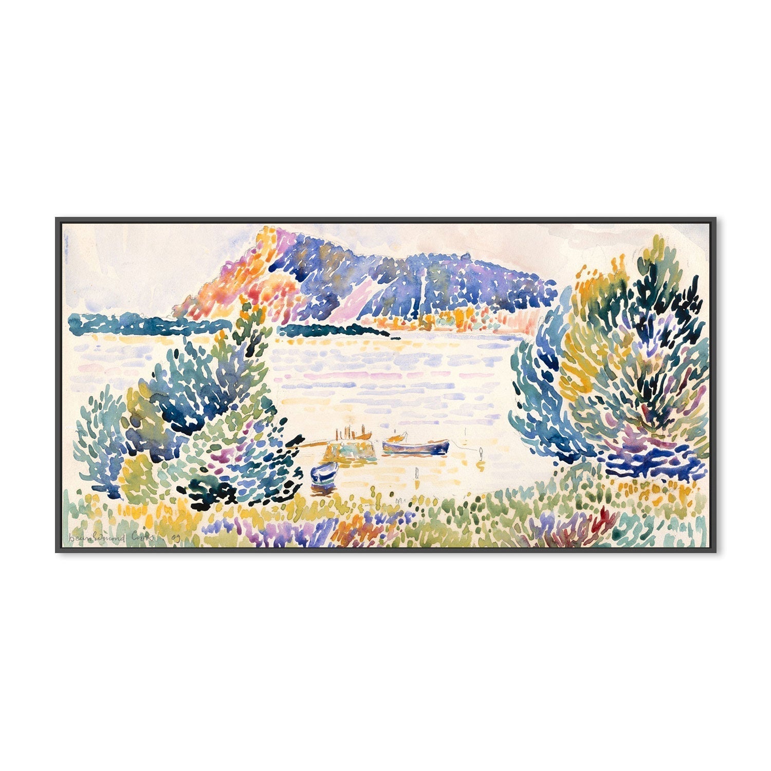 wall-art-print-canvas-poster-framed-Cap Negre, 1909, By Henri-Edmond Cross-by-Gioia Wall Art-Gioia Wall Art