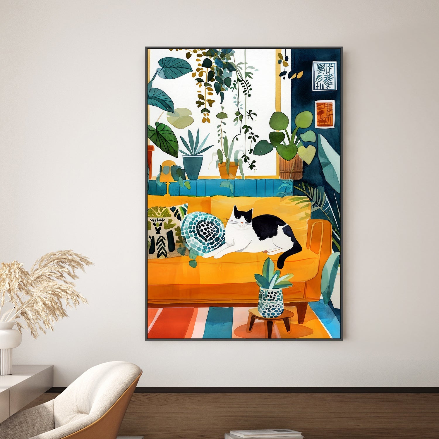 wall-art-print-canvas-poster-framed-Cat&#039;s life 5-2