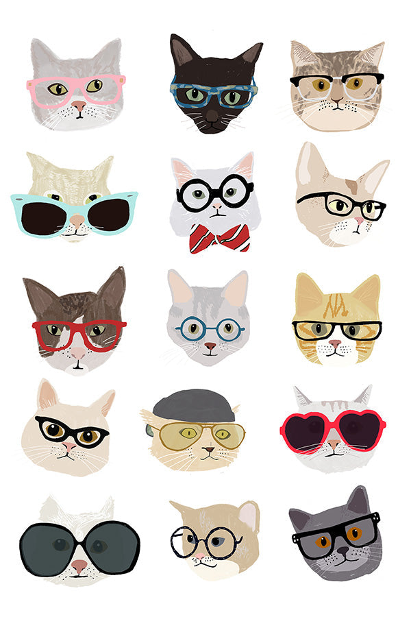 wall-art-print-canvas-poster-framed-Cats With Glasses-1