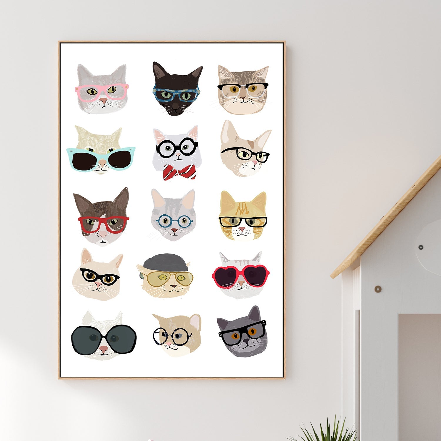 wall-art-print-canvas-poster-framed-Cats With Glasses-2