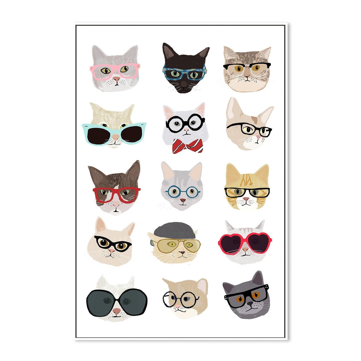 wall-art-print-canvas-poster-framed-Cats With Glasses-5