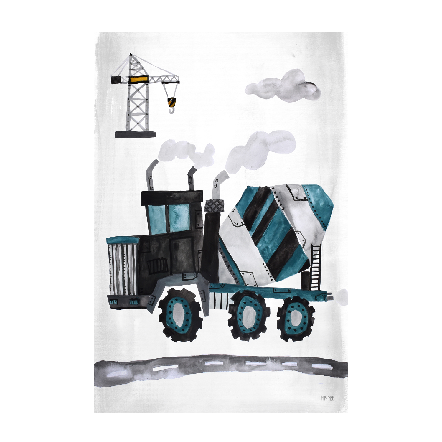 wall-art-print-canvas-poster-framed-Cement Truck , By Pip and Phee-1