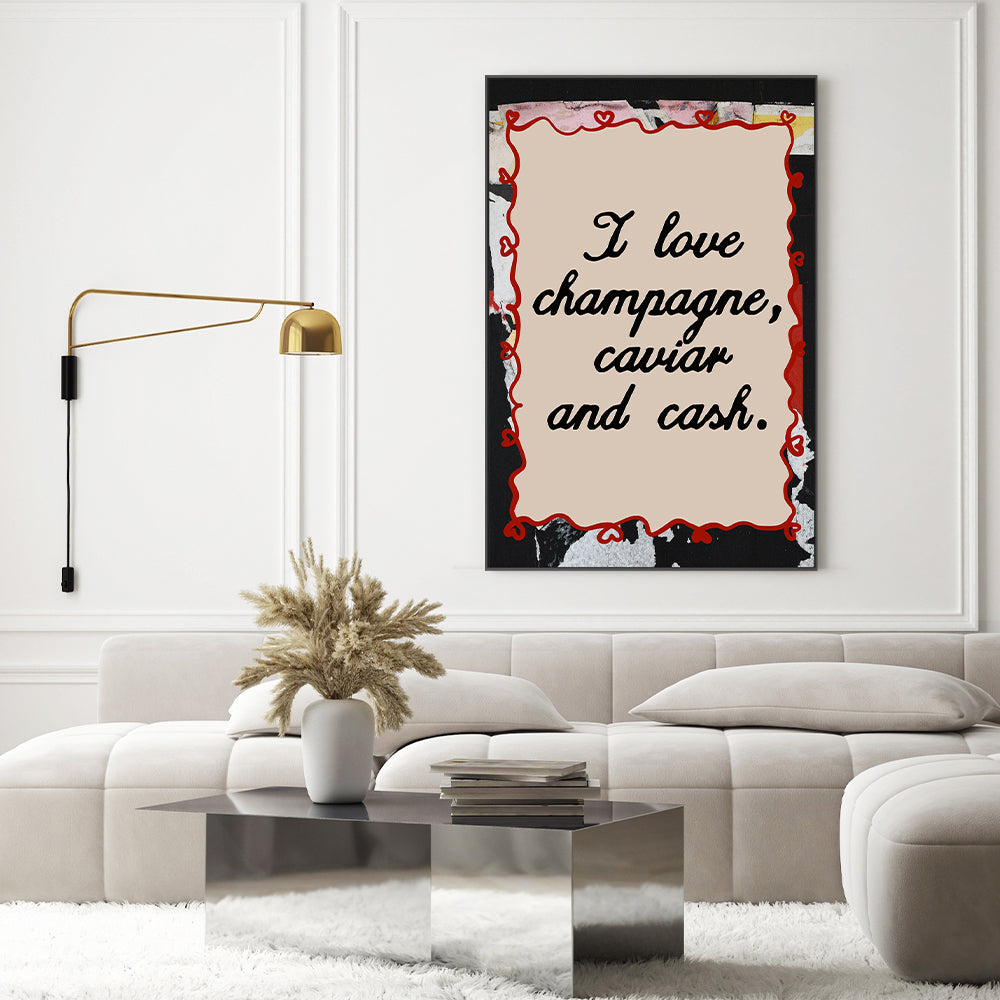 wall-art-print-canvas-poster-framed-champagne caviar and cash-2