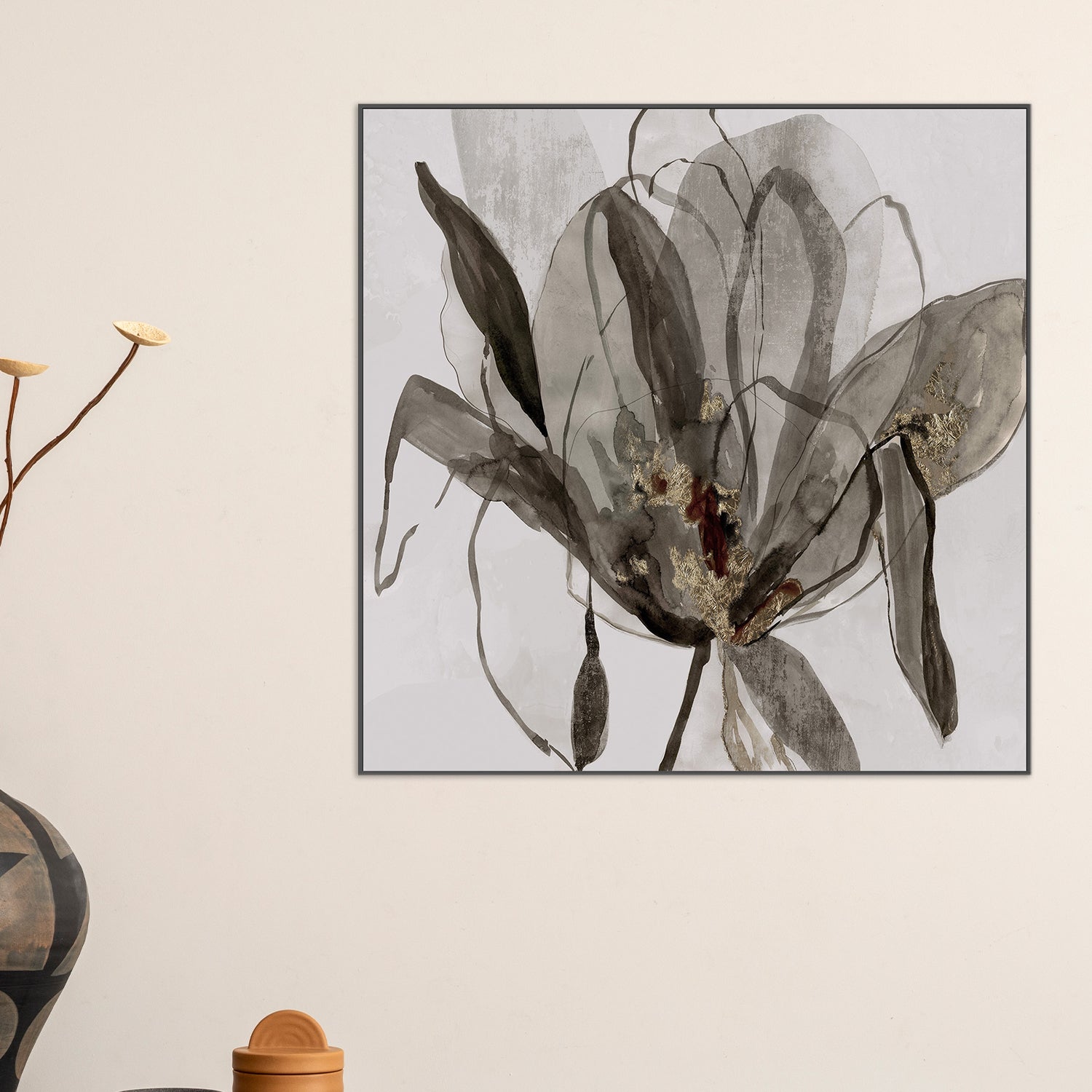 wall-art-print-canvas-poster-framed-Charcoal In Bloom, Brown Tone , By Asia Jensen-2