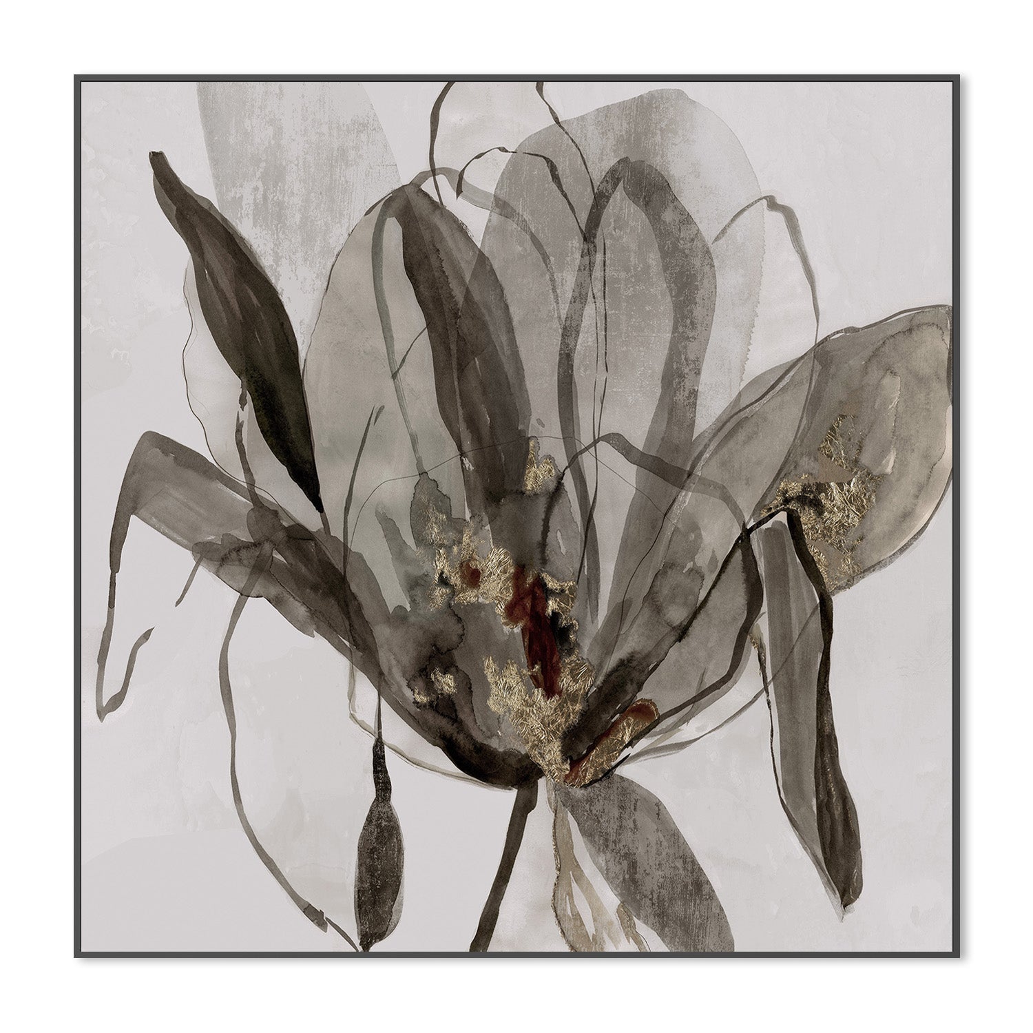 wall-art-print-canvas-poster-framed-Charcoal In Bloom, Brown Tone , By Asia Jensen-3