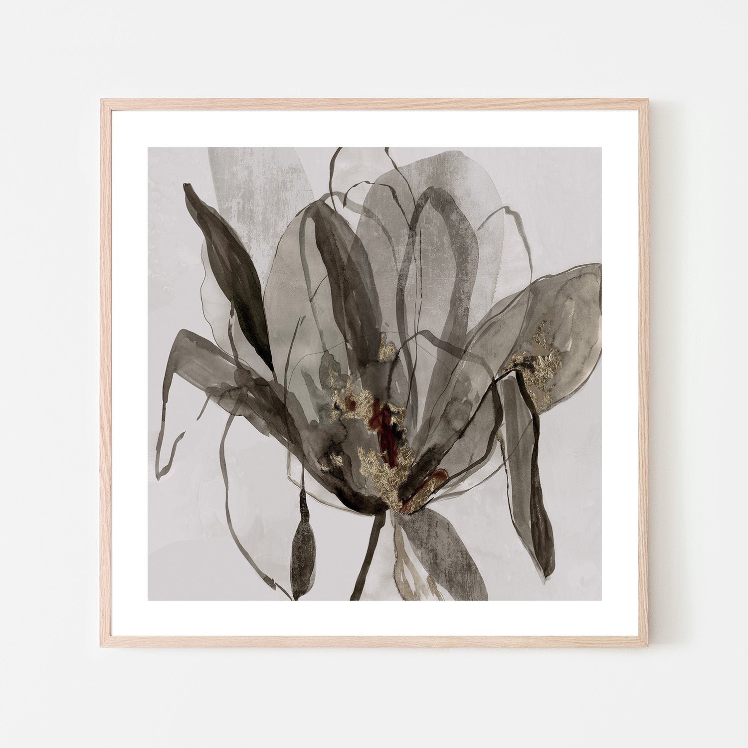 wall-art-print-canvas-poster-framed-Charcoal In Bloom, Brown Tone , By Asia Jensen-6