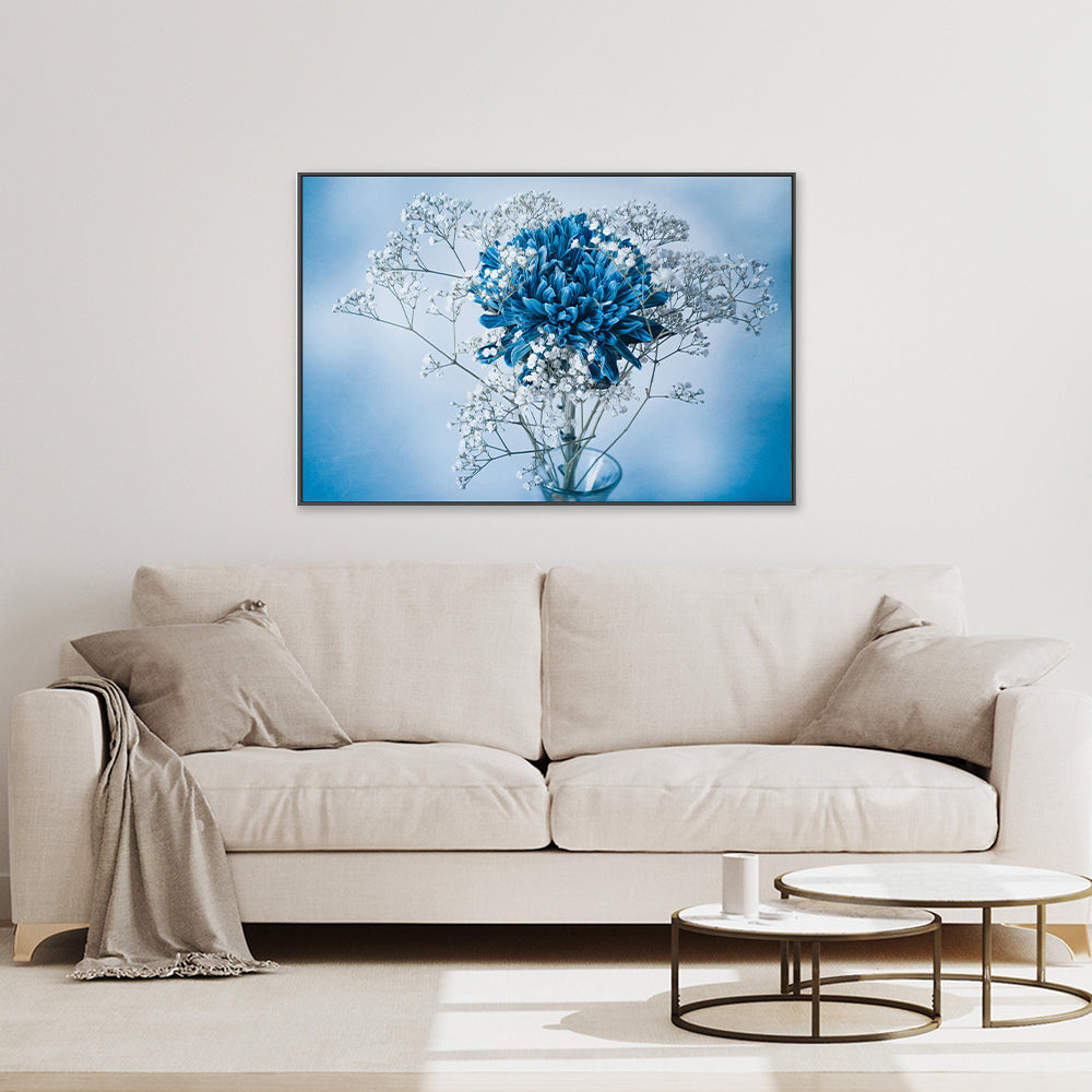 wall-art-print-canvas-poster-framed-Chrysanthemum In Blue, by Mike Kreiten-by-Plus X Studio-Gioia Wall Art