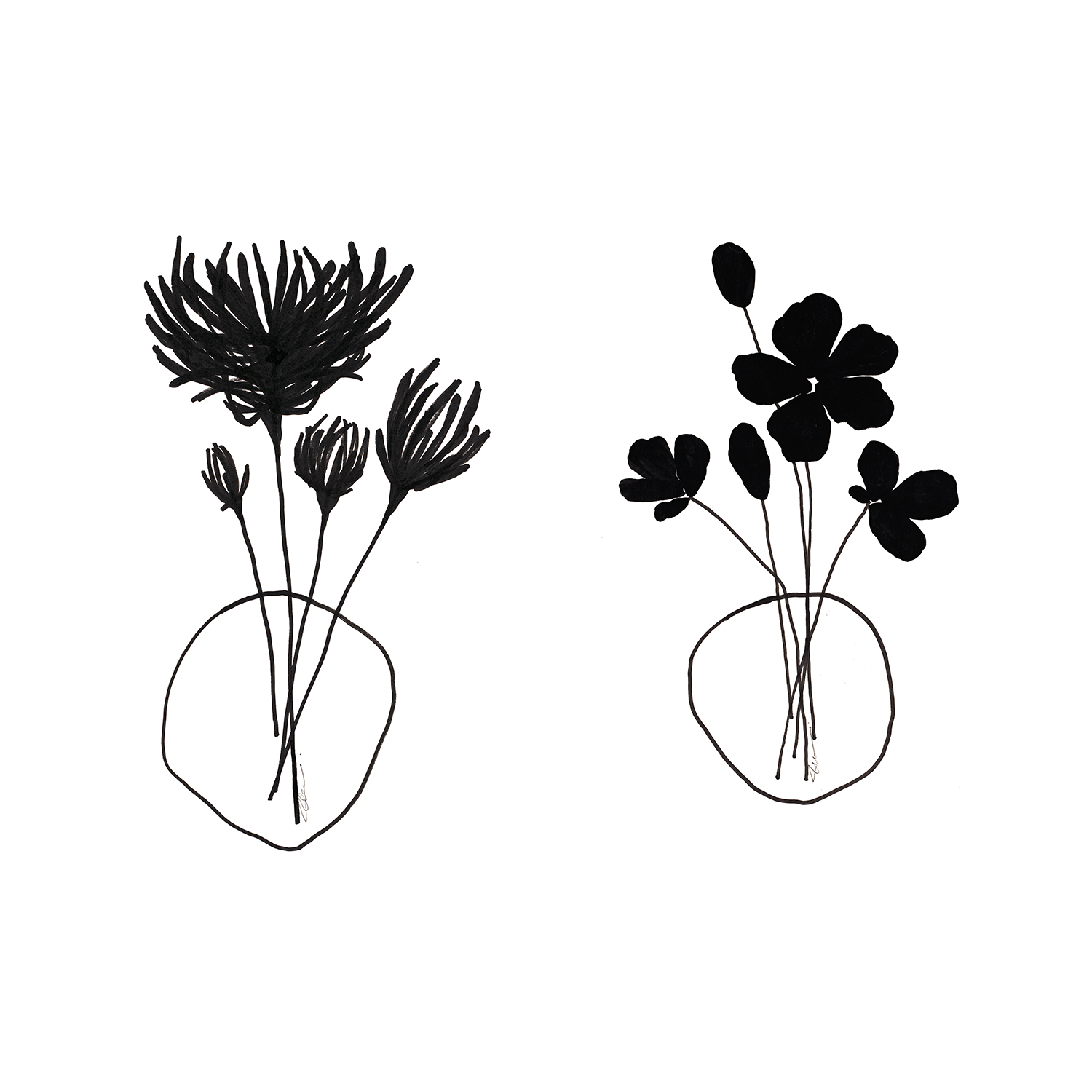 wall-art-print-canvas-poster-framed-Chrysanthemums & Simplicity Florals, Set Of 2 , By Filippoloco-1