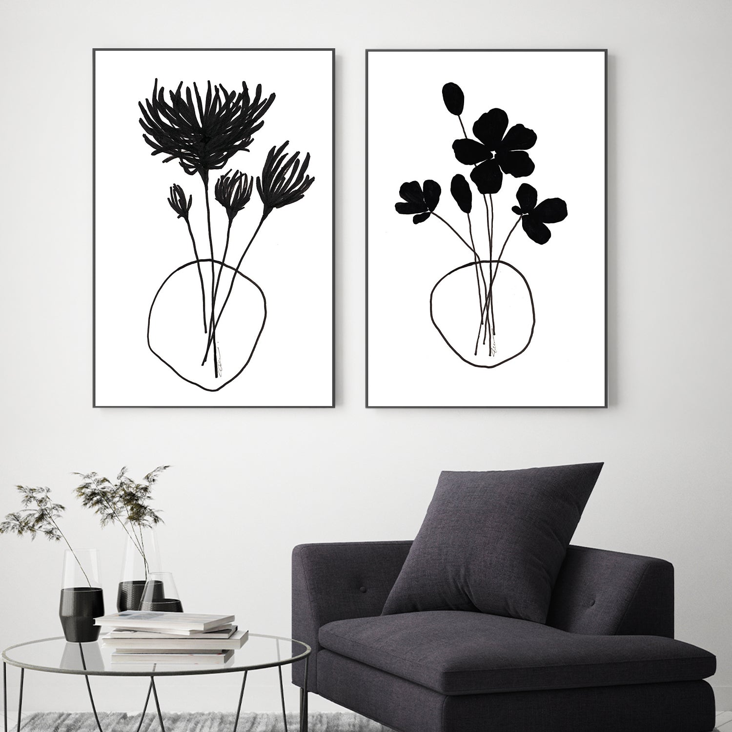 wall-art-print-canvas-poster-framed-Chrysanthemums & Simplicity Florals, Set Of 2 , By Filippoloco-2