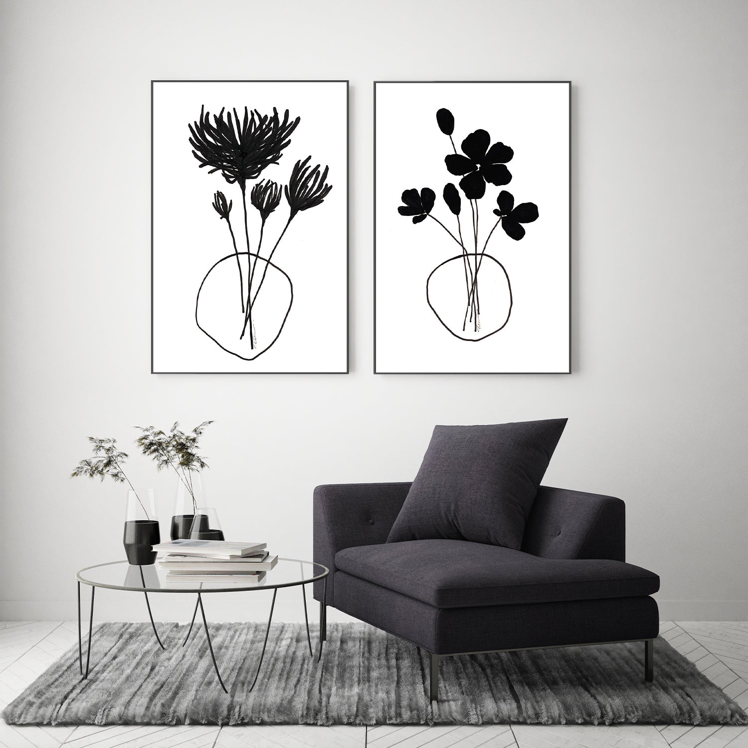 wall-art-print-canvas-poster-framed-Chrysanthemums & Simplicity Florals, Set Of 2 , By Filippoloco-7