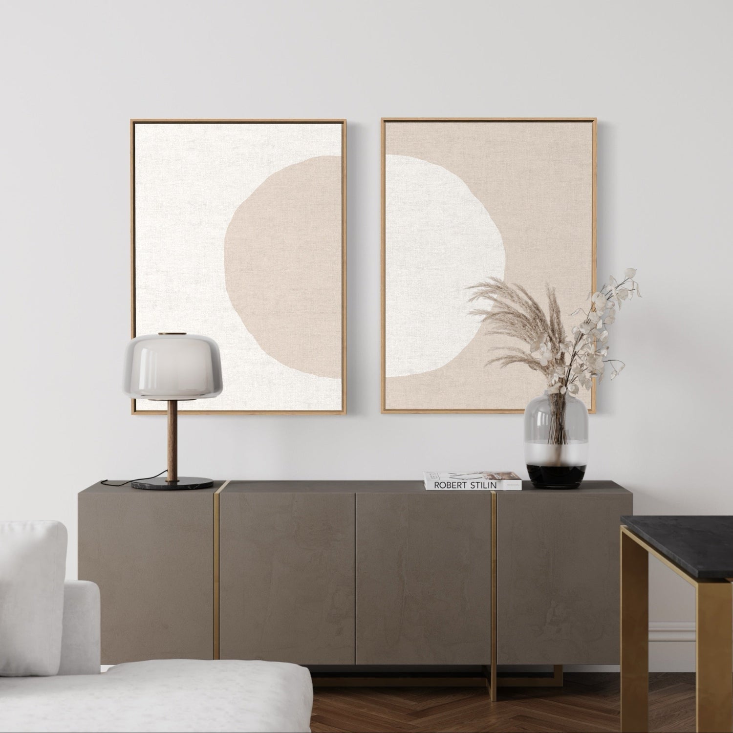 wall-art-print-canvas-poster-framed-Circle Pair Blush, Set of 2-by-Dear Musketeer Studio-Gioia Wall Art