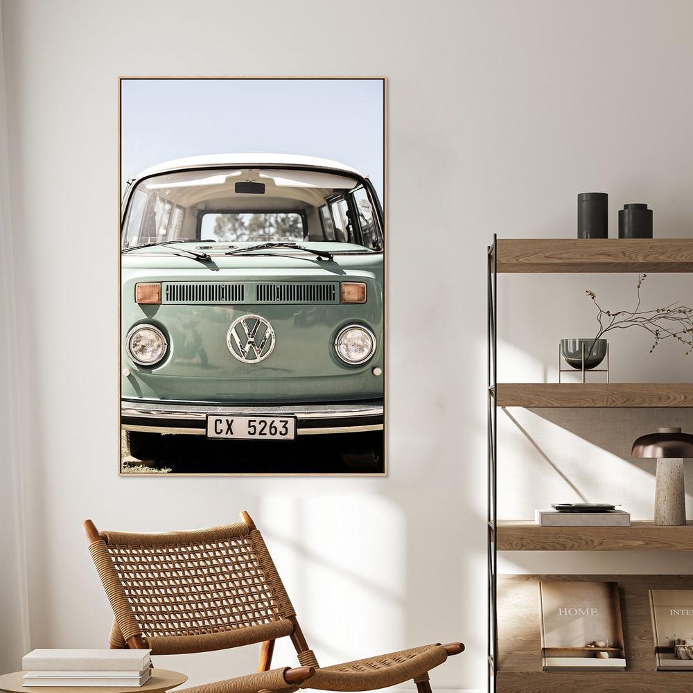 wall-art-print-canvas-poster-framed-Classic Design In Soft Green Tones Cars-2