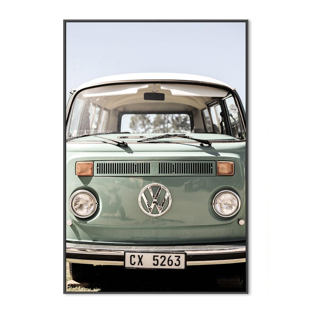 wall-art-print-canvas-poster-framed-Classic Design In Soft Green Tones Cars-3