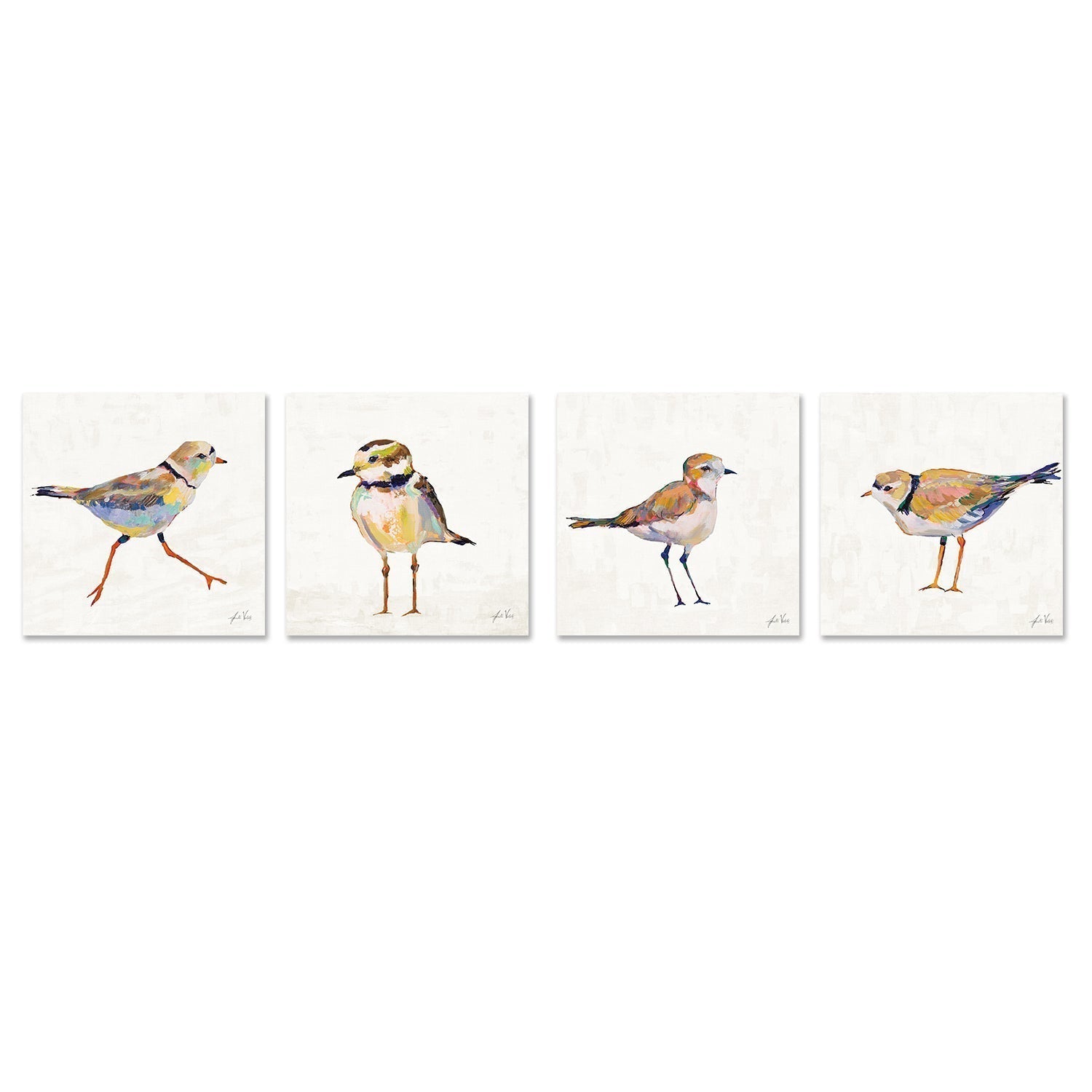 wall-art-print-canvas-poster-framed-Coastal Plover Linen, Set of 4-by-Jeanette Vertentes-Gioia Wall Art