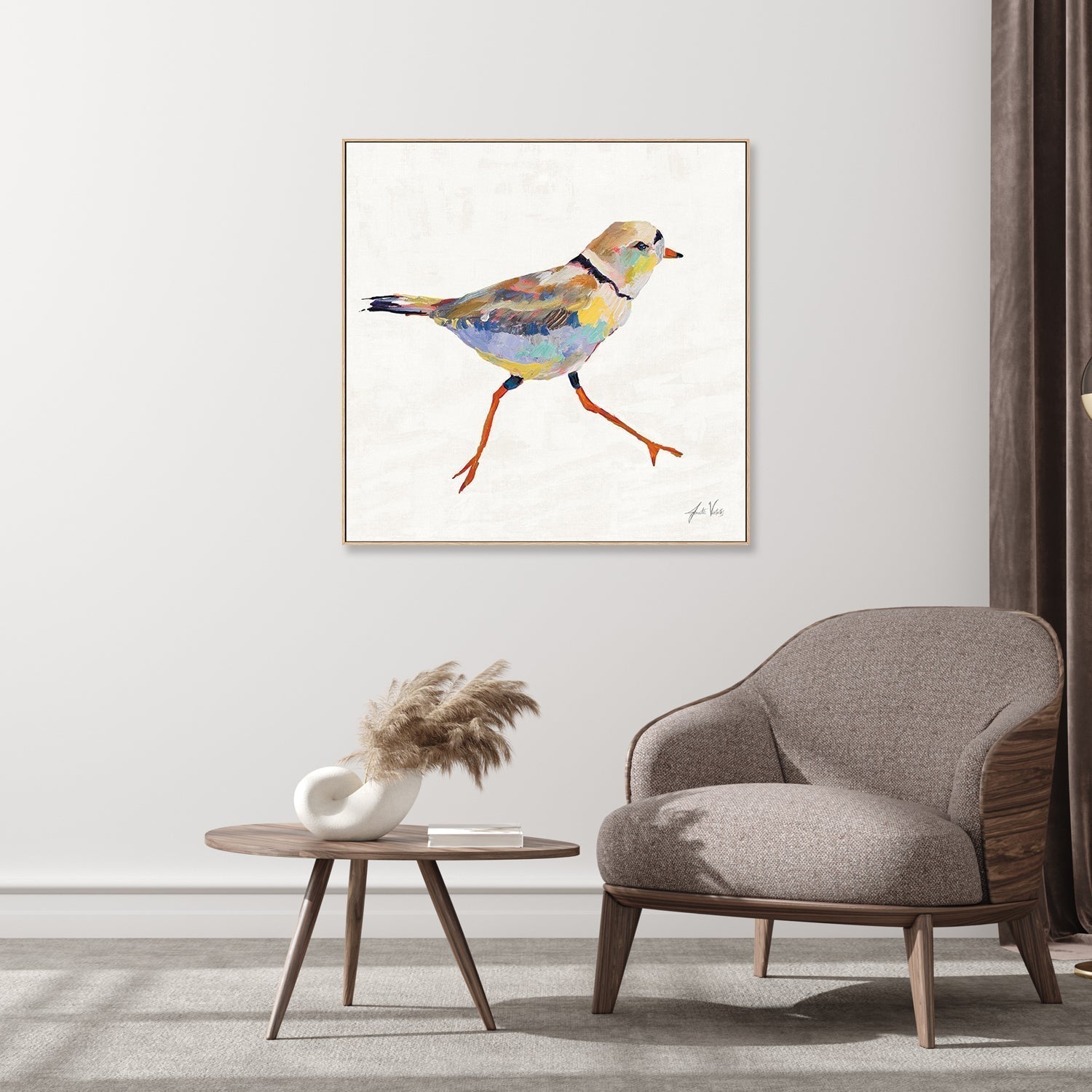 wall-art-print-canvas-poster-framed-Coastal Plover Linen, Style A-by-Jeanette Vertentes-Gioia Wall Art