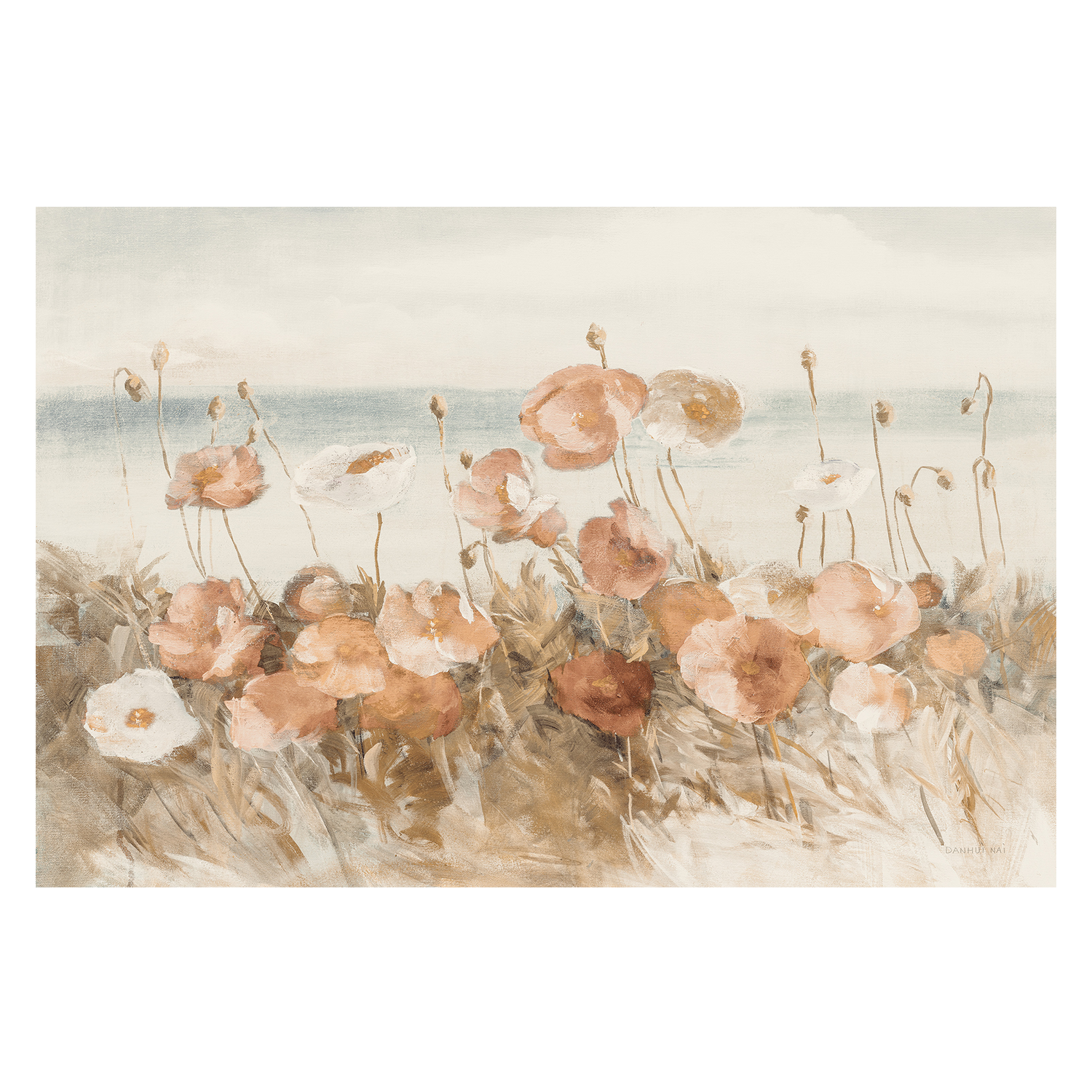 wall-art-print-canvas-poster-framed-Coastal Poppies, Brown Tones , By Danhui Nai-1