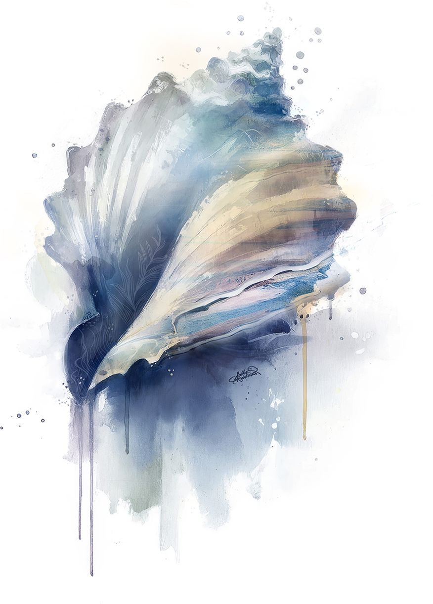 wall-art-print-canvas-poster-framed-Coastal Serenity Conch Shell , By Sally Barlow-1