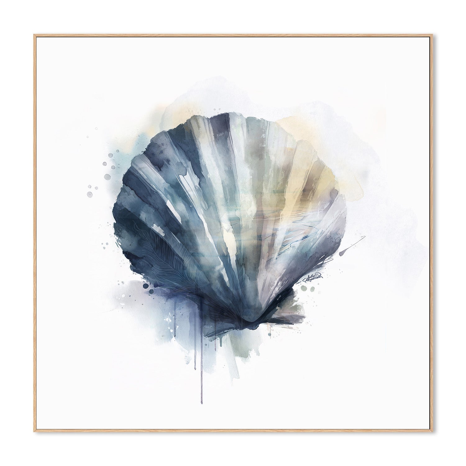 wall-art-print-canvas-poster-framed-Coastal Serenity Scallop Shell , By Sally Barlow-4
