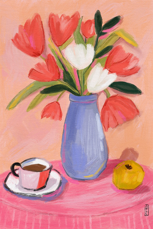 wall-art-print-canvas-poster-framed-Coffee and Flowers-1