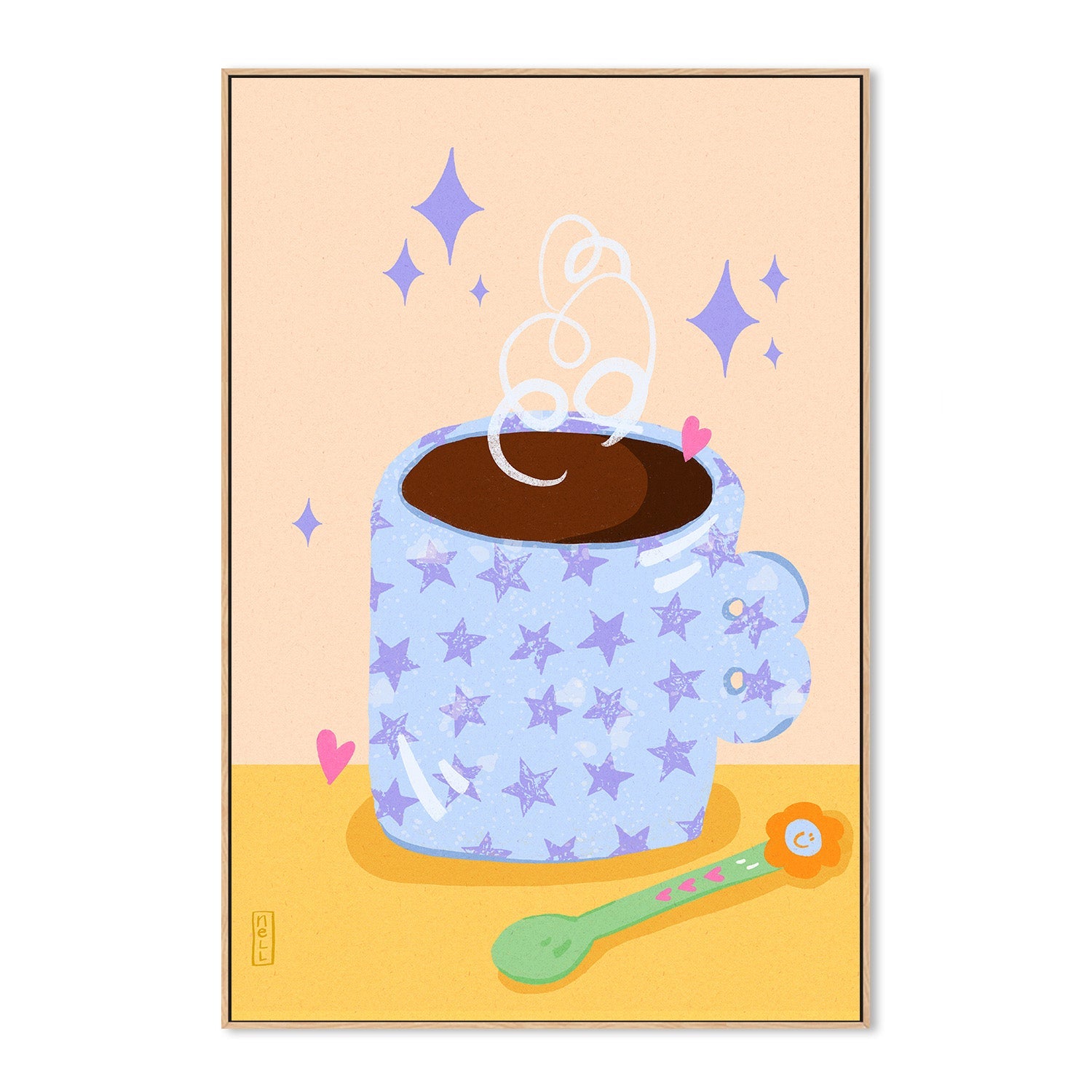 wall-art-print-canvas-poster-framed-Coffee Time Retro Illustration-4