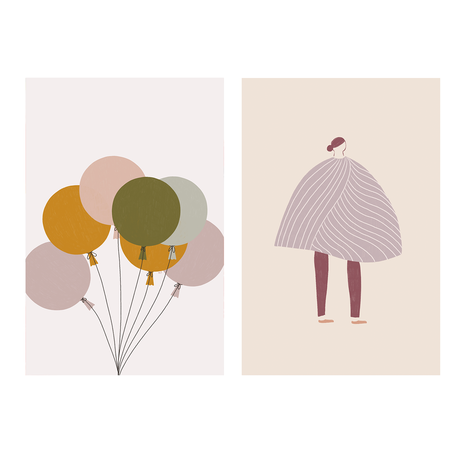 wall-art-print-canvas-poster-framed-Colorful Balloons And The Cape, Set Of 2 , By Menina Lisboa-1