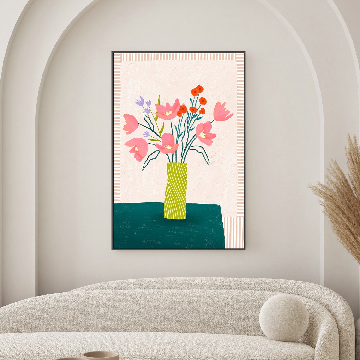 wall-art-print-canvas-poster-framed-Colorful Blossoms in Stripes-2