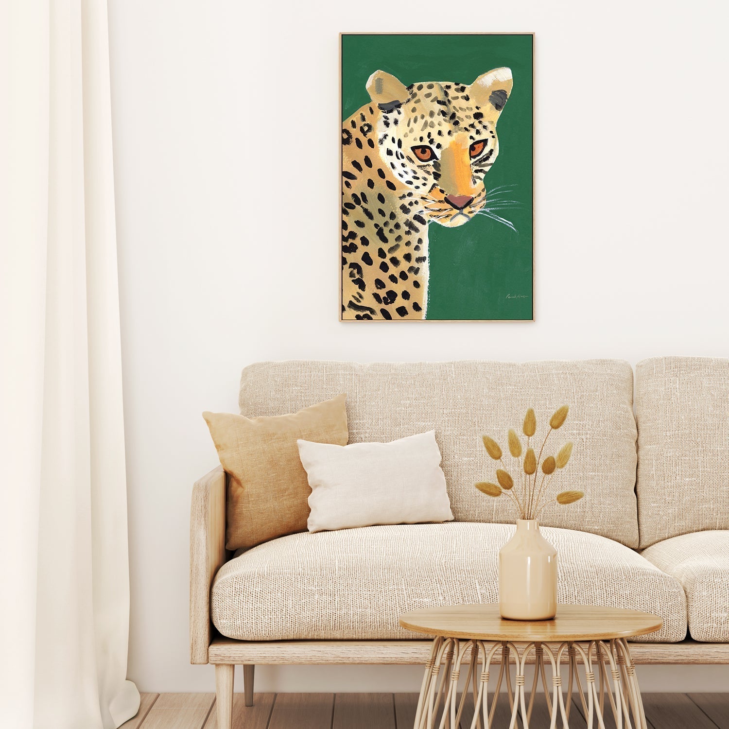 wall-art-print-canvas-poster-framed-Colorful Cheetah on Emerald-by-Pamela Munger-Gioia Wall Art