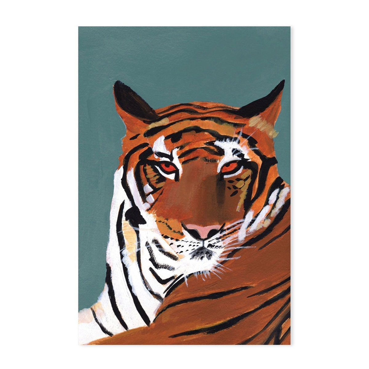 wall-art-print-canvas-poster-framed-Colorful Tiger on Teal-by-Pamela Munger-Gioia Wall Art