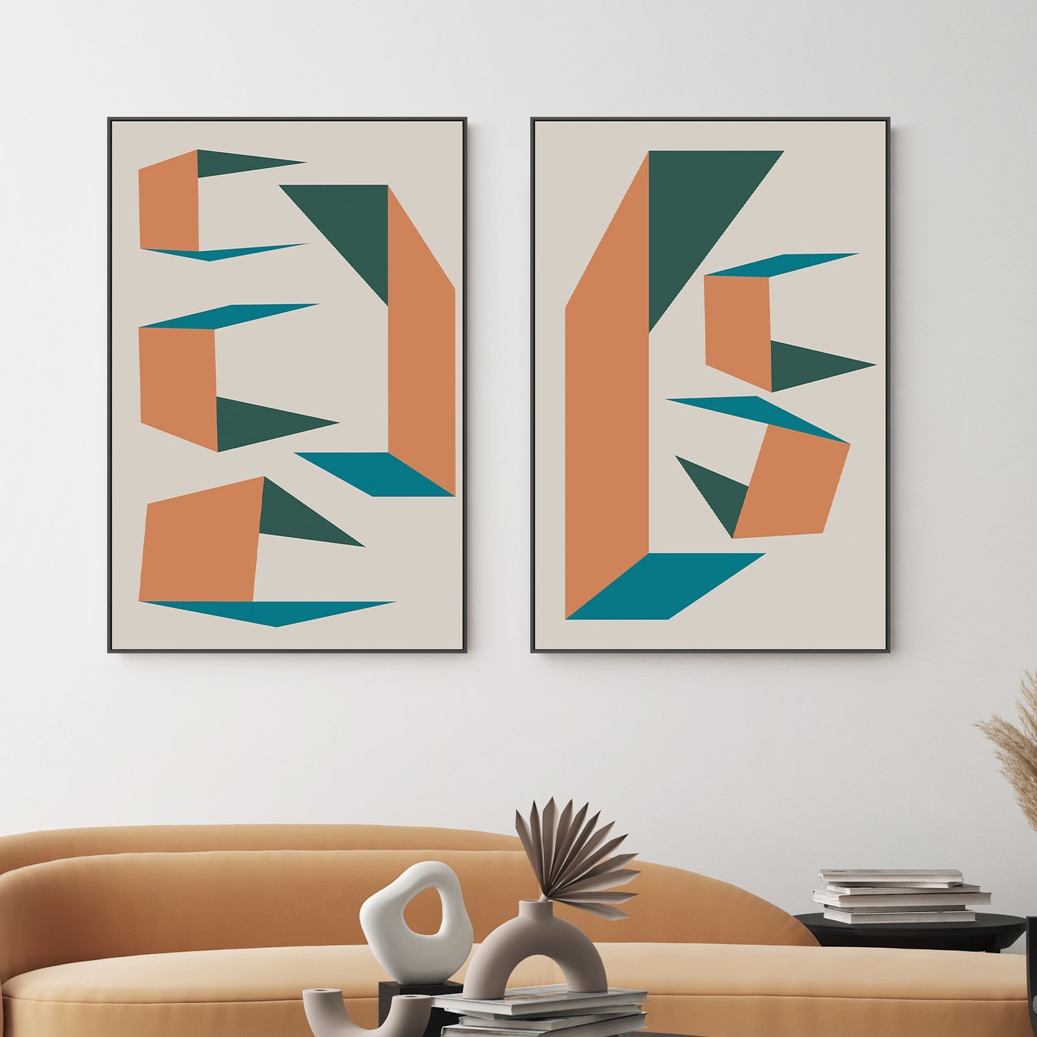 wall-art-print-canvas-poster-framed-Colour Angles, Style A & B, Set Of 2-2