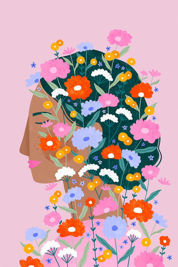 wall-art-print-canvas-poster-framed-Colourful Flower Lady-1