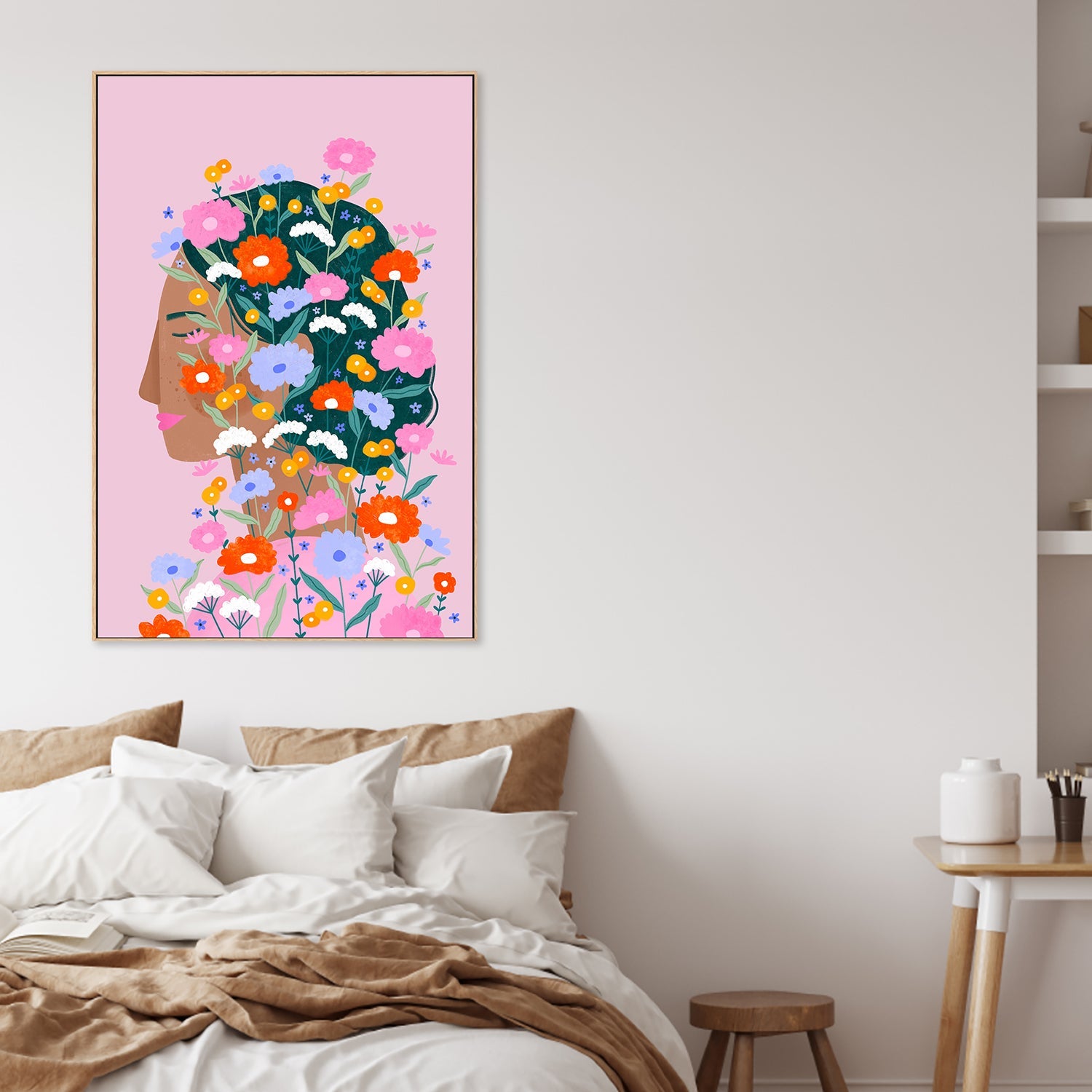 wall-art-print-canvas-poster-framed-Colourful Flower Lady-2