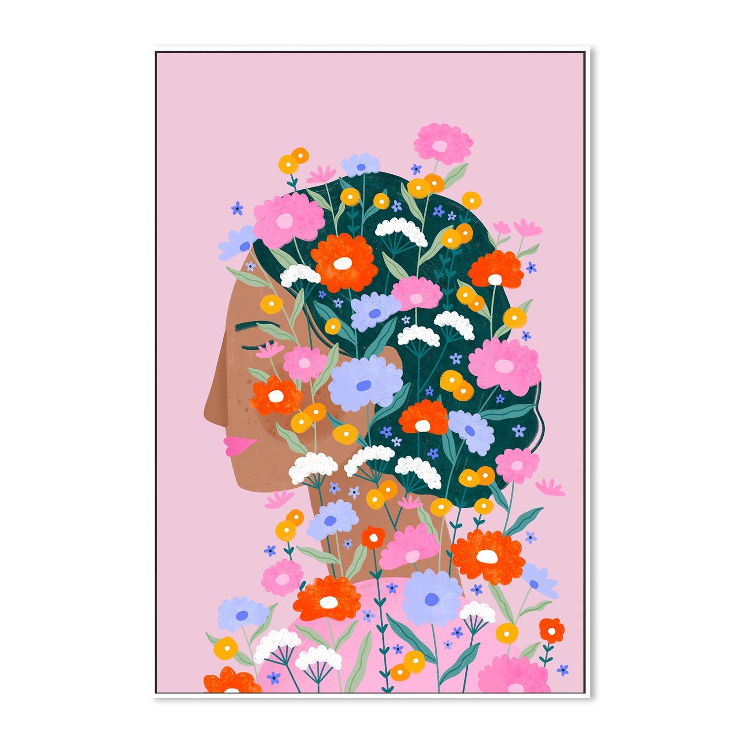 wall-art-print-canvas-poster-framed-Colourful Flower Lady-5