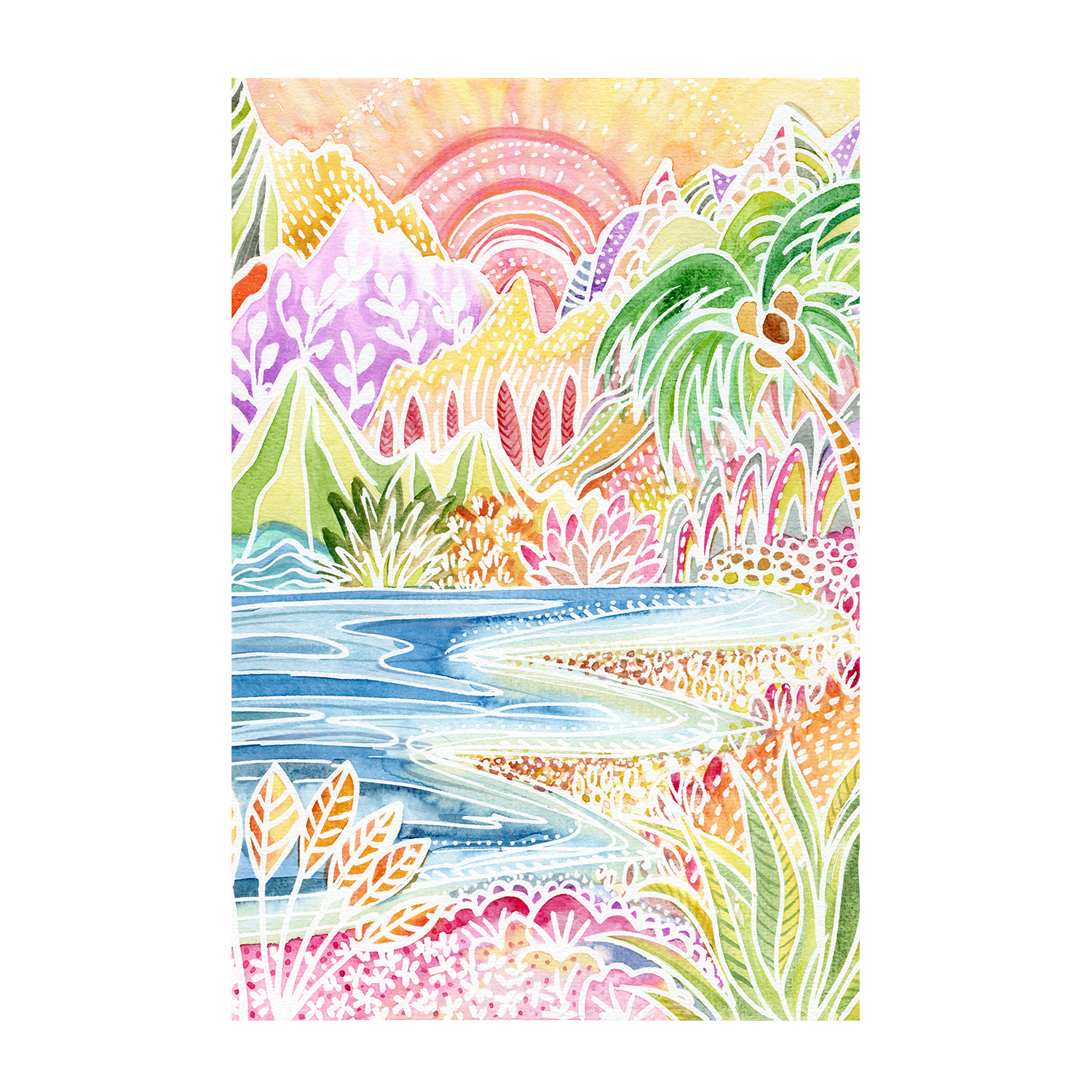 wall-art-print-canvas-poster-framed-Colourful Landscape, Style B , By Jessie Mitchelson-1