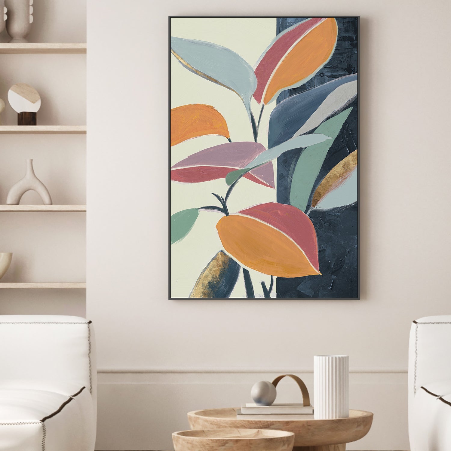 wall-art-print-canvas-poster-framed-Colourful Orange Leaves, Style A-2