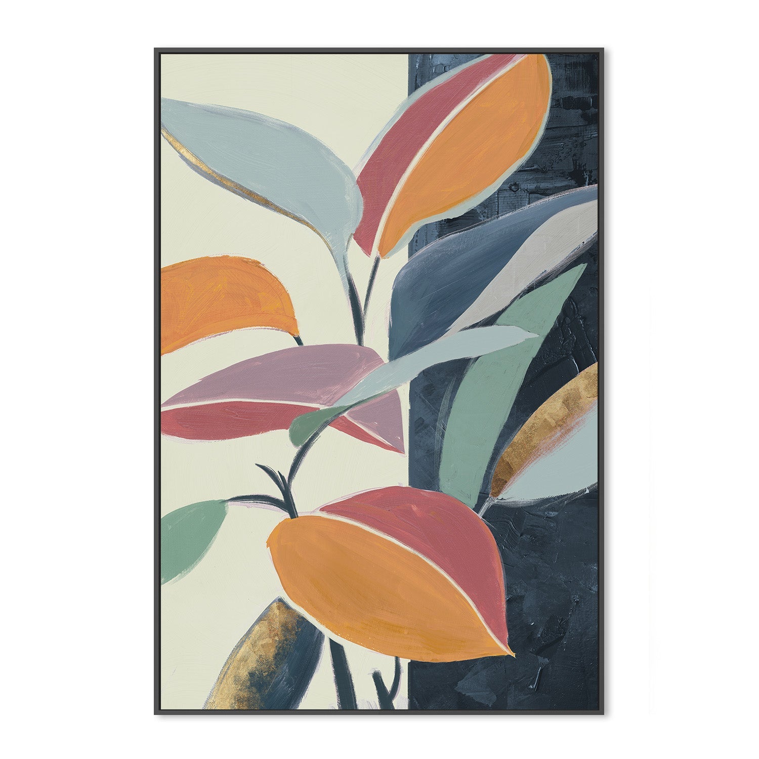 wall-art-print-canvas-poster-framed-Colourful Orange Leaves, Style A-3