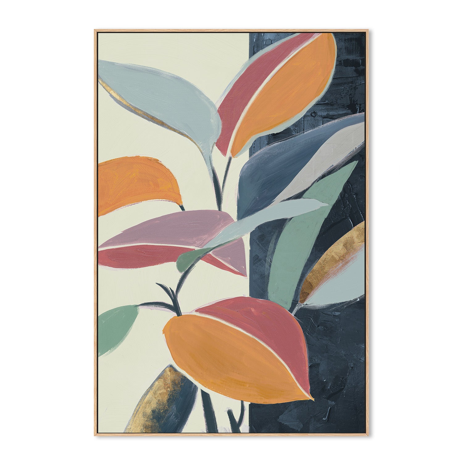 wall-art-print-canvas-poster-framed-Colourful Orange Leaves, Style A-4