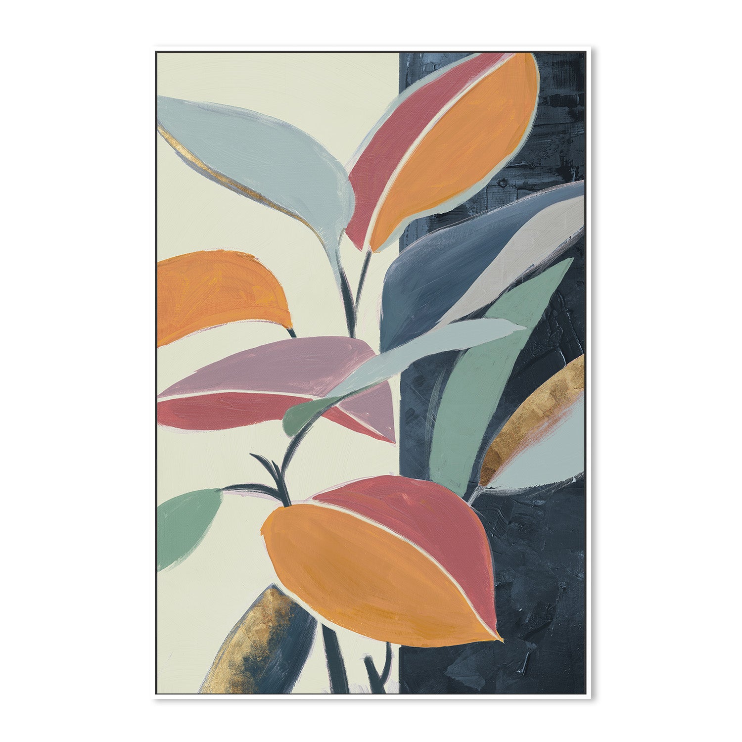 wall-art-print-canvas-poster-framed-Colourful Orange Leaves, Style A-5