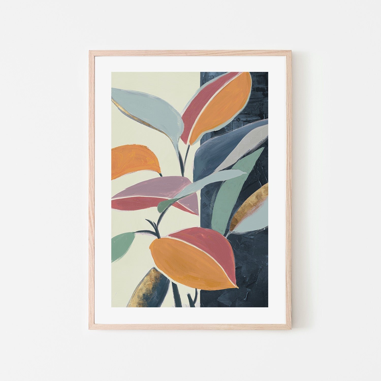wall-art-print-canvas-poster-framed-Colourful Orange Leaves, Style A-6