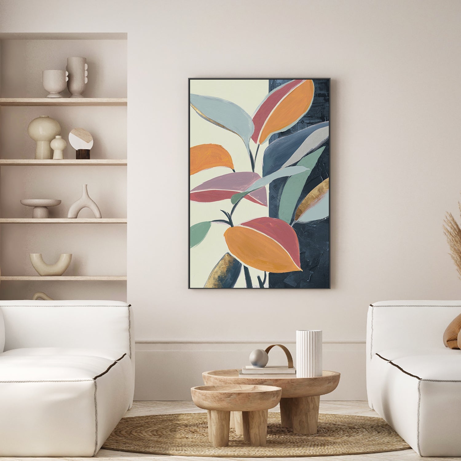 wall-art-print-canvas-poster-framed-Colourful Orange Leaves, Style A-7
