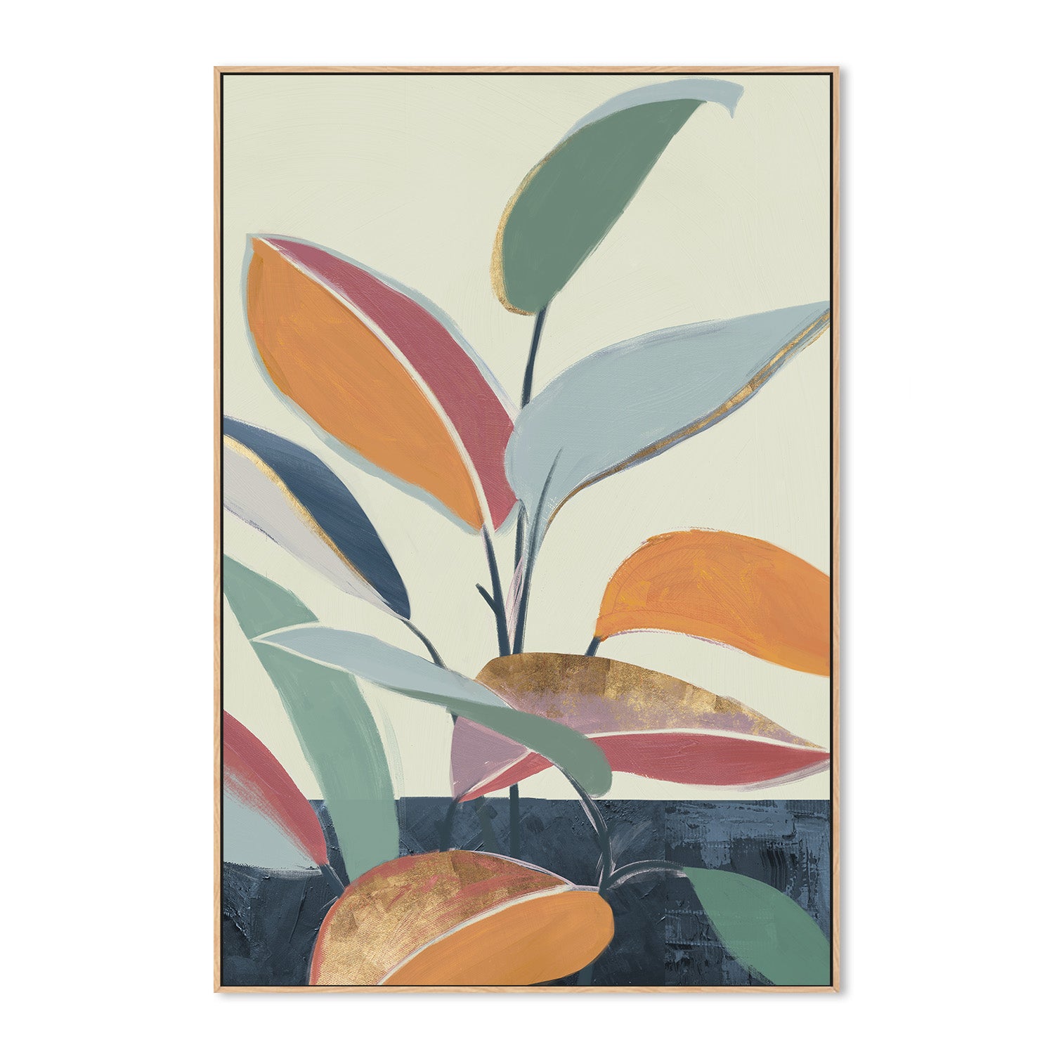 wall-art-print-canvas-poster-framed-Colourful Orange Leaves, Style B-4