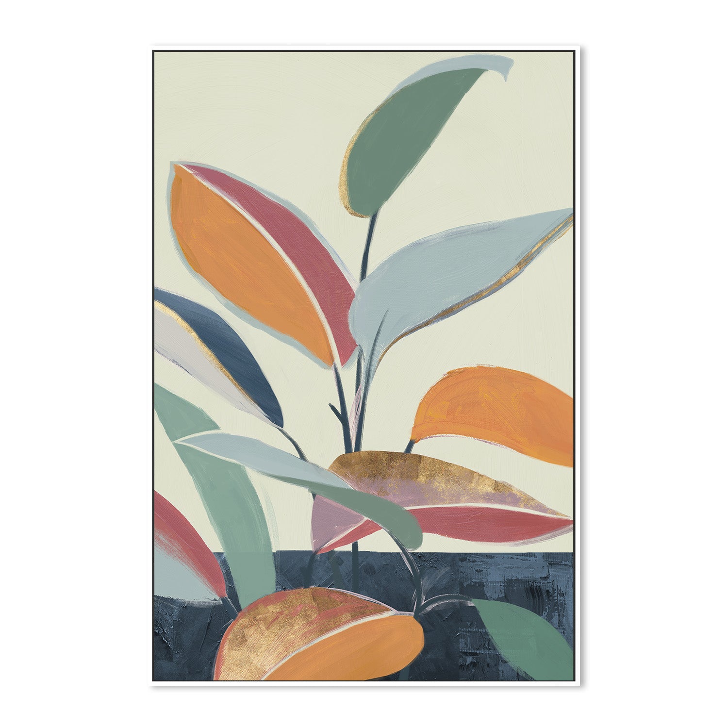 wall-art-print-canvas-poster-framed-Colourful Orange Leaves, Style B-5