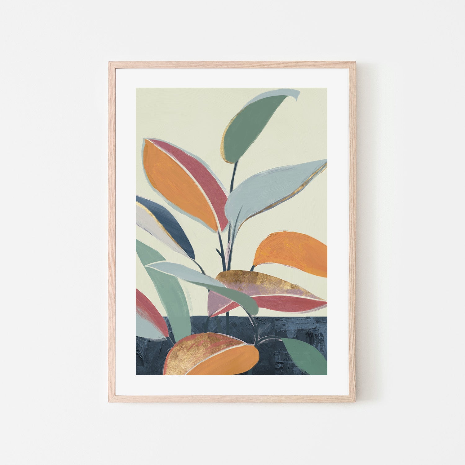 wall-art-print-canvas-poster-framed-Colourful Orange Leaves, Style B-6