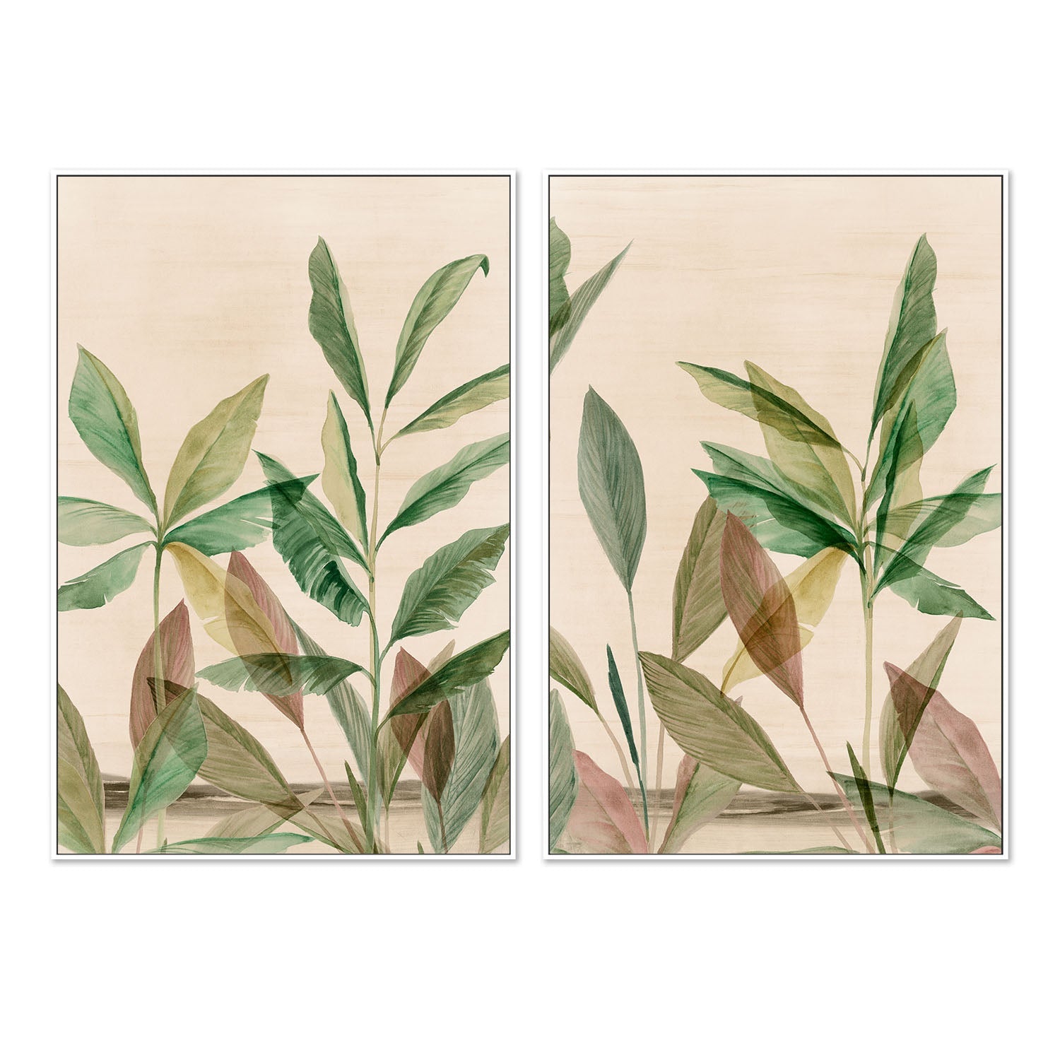 wall-art-print-canvas-poster-framed-Colourful Tropics, Style A & B, Set Of 2 , By Aria K-5
