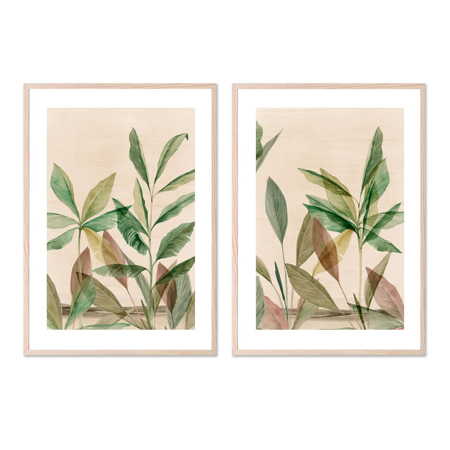 wall-art-print-canvas-poster-framed-Colourful Tropics, Style A & B, Set Of 2 , By Aria K-6